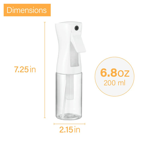 Two Pack Continuous Spray Bottles With Ultra Fine Mist For Hair Styling And Salons Premium Mister Sprayer 6.8 Oz Dimensions