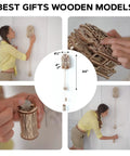 Assembling Royal Dope DIY Clock Kit 3D Puzzle With Mechanical Pendulum And Gears, wooden clock wall installation in progress