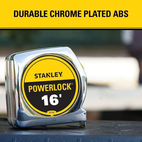 16 Foot Tape Measure Powerlock With Tru Zero End Hook Locking Blade Pro Grade Durable Chrome ABS Case Mylar Blade Longevity