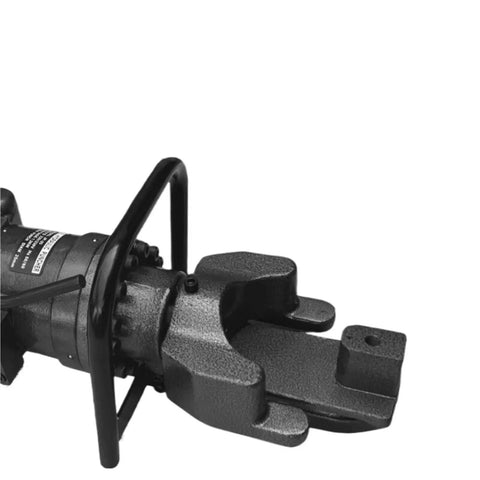 Close-up of AoXhugB Handheld Electric Rebar Bender with solid cast iron head for quick threaded steel hoop work.