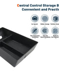 BMW Center Console Organizer Tray for 2020 to 2026 X5 X6 X7 Models, showing storage sections and anti-slip shock absorption features.