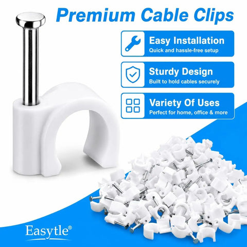 Heavy Duty Cable Wire Clips Pack Of 200 For 4mm To 10mm Cables Easy Nail Mount Round Plastic Clips for secure installation