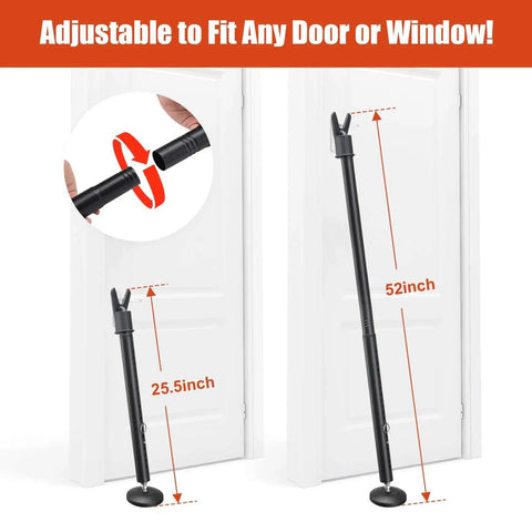 Beefed Up Heavy Duty Door Security Bar With Upgraded Anti Slip Base 28 To 52 Inches Adjustable Barricade Jammer Installed on Door