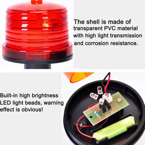 Solar Warning Light Waterproof LED Safety Beacon with Switch, transparent PVC shell, built-in high brightness LED lights.