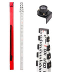 16 Foot Aluminum Leveling Rod With 5 Section Telescopic Design Dual Sided Feet And Tenths Scale Bubble Level With Carrying Case For Surveying Laser Alignment Walls And Floors Waterproof And Rustproof, red case and scale shown
