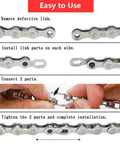Instruction guide for Bicycle Chain Repair Tool Kit With Link Plier, 5 Pairs Quick Link Buckles For 10 Speed Chains.