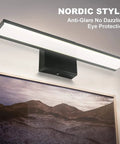 Sleek Matte Black 16 Inch LED Vanity Light For Bathroom Mirror And Cabinet 12W 1020 Lumen Cool White 6000K mounted above art
