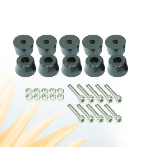30 Pack Rubber Furniture Feet Bumpers With M4x30mm Hex Socket Screws And Nuts, Black Rubber And Metal Floor Protectors