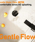 Black Single Hole Bathroom Faucet With One Handle Vanity Faucet Matte Finish For Sink 1 Hole Kit Includes Metal Drain Deck Plate Overflow And Water Supply Line No Hassle Install with gentle water flow in bathtub scene