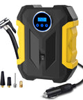 Portable Car Tire Inflator With LED Light No Fuss Auto Shut Off Digital Air Compressor For 12V DC shown with accessories