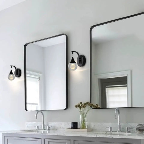 Moon Crystal LED Wall Sconce With Dimmable 5W Light Modern Matte Black Bedroom Bedside And Living Room Lighting Elegant Crystal Globe Moon Inside For Hallway And Bathroom Lit Ambient Glow
