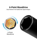 6-point WaveDrive feature of Quarter Inch Drive Master Impact Socket Set With Shallow And Deep Sockets Metric Sizes 4 To 15 mm Premium Chrome Moly Steel