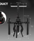 Heavy Duty 3 Jaw Internal Bearing Puller Crafted For Blind And Pilot Bearings That Expands Securely Behind Stubborn Parts dimensions view.