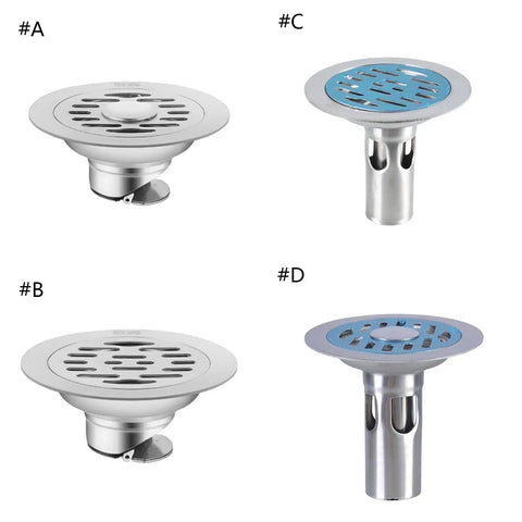 Round Stainless Steel Shower Floor Drain Strainer Cover Heavy Duty Build Stops Gunk And Bad Odors While Snagging Fine Hair For A Slick No Fuss Bathroom Routine, featuring multiple angles and designs.