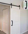 2 Pack Gate Handle 7.6 Inch Carbon Steel Sliding Barn Door Pulls With Screws, Vintage Farmhouse Iron Hardware shown on door