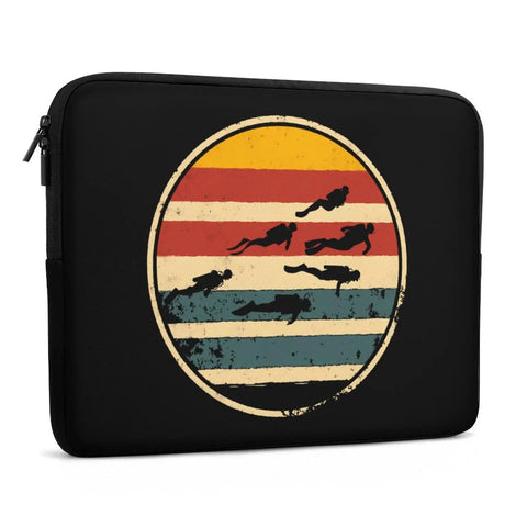 Scuba Dive Inspired Laptop Sleeve For 15 Inch Waterproof Durable Protective Case with diver graphic and top zipper