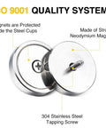Heavy Duty Round Mounting Magnets With Screws 80 Lbs Hold 12 Pack Silver Neodymium Industrial Strength with steel cups
