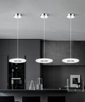 Insta Worthy Modern Chrome Pendant Light With 6000K LED Ceiling Fixture over sleek kitchen island