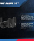 Heavy Duty One Half Inch Impact Socket Set, Fourteen Piece Six Point, showing deep sockets with laser-etched size markings
