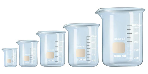 Lab Beaker Set 3.3 Borosilicate Glass Low Form Pack Of 5 50 ML 100 ML 250 ML 500 ML 1000 ML Heat Resistant And Durable For Lab Classroom Home And Industrial Use
