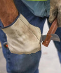Electricians Utility Knife With Hawkbill Blade For Cable Skinning, Folding Pocket Knife in use cutting cable with gloves