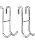 Frameless Shower Door Hooks Two Pack for Glass Doors No Drilling Installation Easy Clip On Anti Scratch Stainless Steel Hanger in Silver.