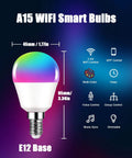 Smart RGB E12 Base Light Bulb Dimmable Color Changing With Alexa And Google Home WiFi Bluetooth 500 Lumens 6W Incandescent