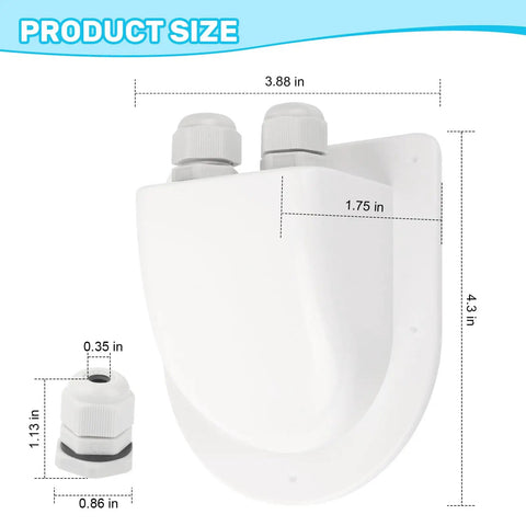 Dimensions of Waterproof ABS Solar Dual Cable Gland Box Two Pack White Outdoor Cable Entry Enclosure For Solar Panels