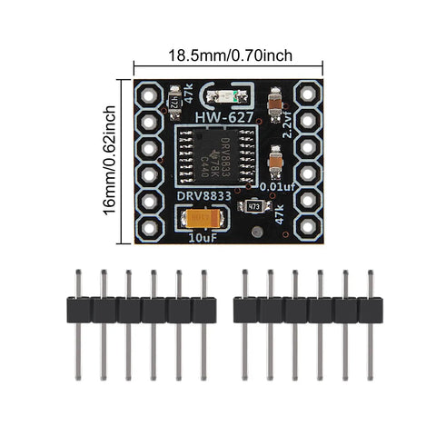 DRV8833 DC Motor Driver Controller Board Six Pack With Dual H Bridge 1.5A Output For DIY Arduino Robots And Breadboard Jumper Wires Kit Multicolored Dupont Cables, 18.5x16mm board with pin headers