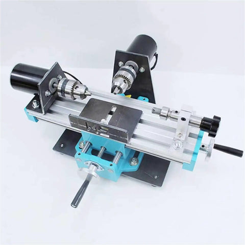 400W Mini Metal Lathe Machine With Adjustable Speed For Precision Milling Wood And Soft Metals High RPM Power Tool For Diy Projects And Detailed Craft Work Small Scale Fabrication top view of compact lathe with motor and aluminum base