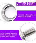 Heavy Duty 304 Stainless Steel M10 Eye Bolts Lifting Ring Kit With Four Eye Bolts And Six Lock Nuts Plus Lock Washers And Flat Washers For Marine And Industrial Lifting Projects No Nonsense, close-up polished eye bolt and threaded end