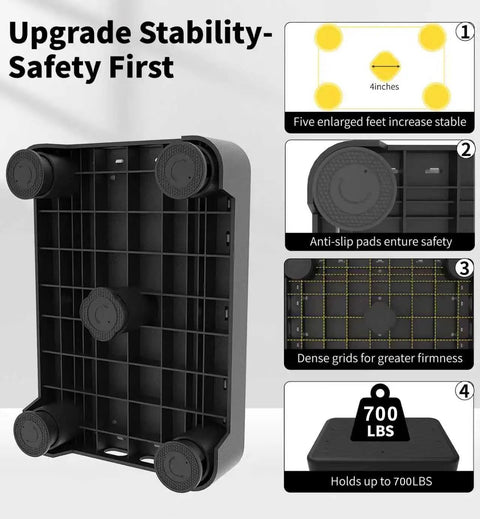 5 Level Adjustable Step Stool With 700 Lb Capacity For Seniors And Home Safety, underside view showing non-slip base
