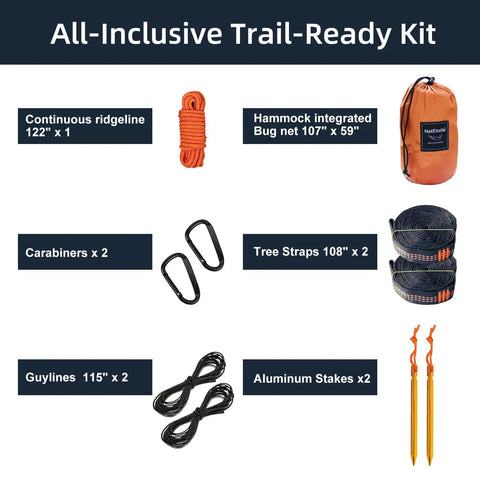 Ultralight Camping Hammock With Integrated Mosquito Net And Tree Straps Quick Setup Backpacking Hammock kit with accessories