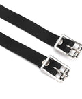 Double Layer Leather Spur Straps With Stainless Steel Buckle For Equestrian Riding Accessories 50cm Black