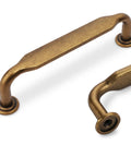Antique Brass Cabinet Pulls 3-3/4 Inch (96mm) 10 Pack For Kitchen Cabinets And Drawers, shown individually and angled view