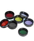 Set of seven filters from 1.25 Inch Telescope Accessory Kit With Five Plossl Eyepieces, 2X Barlow Lens And Seven Filters In A Sturdy Carry Case