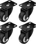 Heavy Duty Swivel Caster Wheels With Rubber Base And Top Plate Dual Ball Bearing No Brake 2 Inch Black Pack Of 4