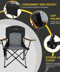 Oversized Padded Camping Chair Two Pack Heavy Duty Quad Chair With Lumbar Support Side Pocket And Cup Holder detail image
