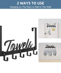 Over The Door Hooks 5 Coat Hooks Towel Rack For Bathroom And Kitchen Heavy Duty Door Hanger In Manganese Steel Anti Rust No Drill Black