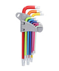 Kickstart Your Home Repair Game With This Hottest 9 Pcs Arm Hex Wrench Set Featuring Gnarly Color Coding And Solid Metal Star Hex Keys For Pro Level Maintenance, Fixing, And All Your Daily DIY Projects Without The Stress. color-coded 9-piece Torx hex key set in holder