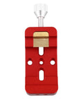 Rock Solid Aluminum Dovetail Clamp Base for Telescope Equatorial Mount and Finder, red quick release adapter, top view