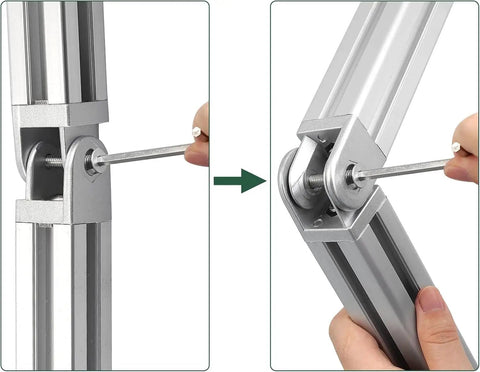 2 Pcs Die Cast Zinc Alloy Pivot Joint Connectors For 3030 Aluminum Extrusion Profiles 180 Degree Adjustable Corner Brackets installation