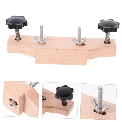 Guitar Bridge Clamp Repair Tool Set For Acoustic Guitars Pro Luthier Wrench Kit with wood and metal construction, close-up view.