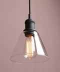 Retro Edison Style Pendant Light With Clear Glass Shade For Kitchen Island Dining Room Classic Retro Vibe Industrial Black Mini Flush Mount Fixture E26 Base 40W Bulb Not Included Ideal For Living Room Bathroom Porch Bar Hotels with exposed filament bulb