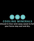 Infographic showing cooling minerals benefits in 2XCool Dressage Girth With Removable Cooling Liner, V-Shaped Design.