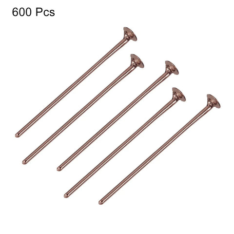600 Pcs Flat Head Pins for Jewelry Making 40mm Brass Head Pins for Earrings, Bracelets, Necklaces and Craft Projects 20 Gauge Red Copper Bead Links DIY Jewelry Supplies For Bead Stringing, 40mm brass flat head pins