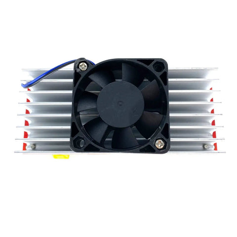 Front view of Beefy 1800W 40A DC To DC Boost Converter Module From 10V To 60V To 12V To 90V With Built In Fan and heatsink