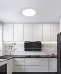 Modern kitchen with 12 Inch LED Flush Mount Ceiling Light 24W Waterproof IP54 For Indoor And Outdoor Use No Fuss Surface Flat Round Fixture