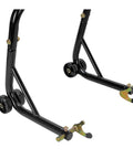 Sport Bike Front And Rear Spool Style Lift Stand For Quick Wheel Lifts, rubber padding, fits forks 9.5 to 12.5 inches wide