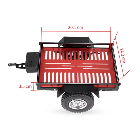 Red lightweight aluminum RC car chassis frame upgrade with dimensions, compatible for SCX10 D90 TRX-4 off-road builds.